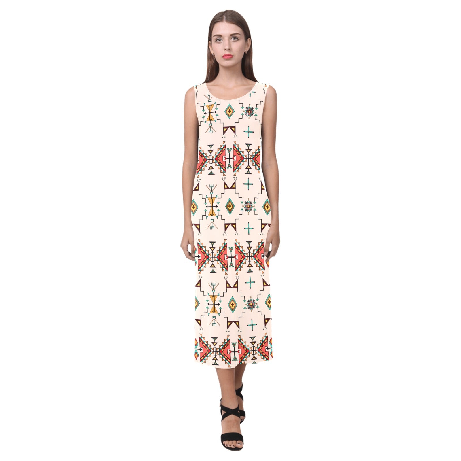 Thunder Flight Cream Phaedra Sleeveless Open Fork Long Dress