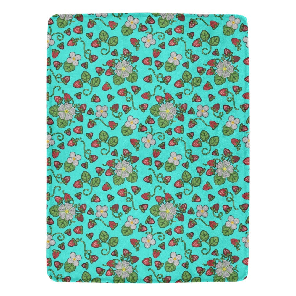 Strawberry Dreams Turquoise Ultra-Soft Micro Fleece Blanket 60"x80"