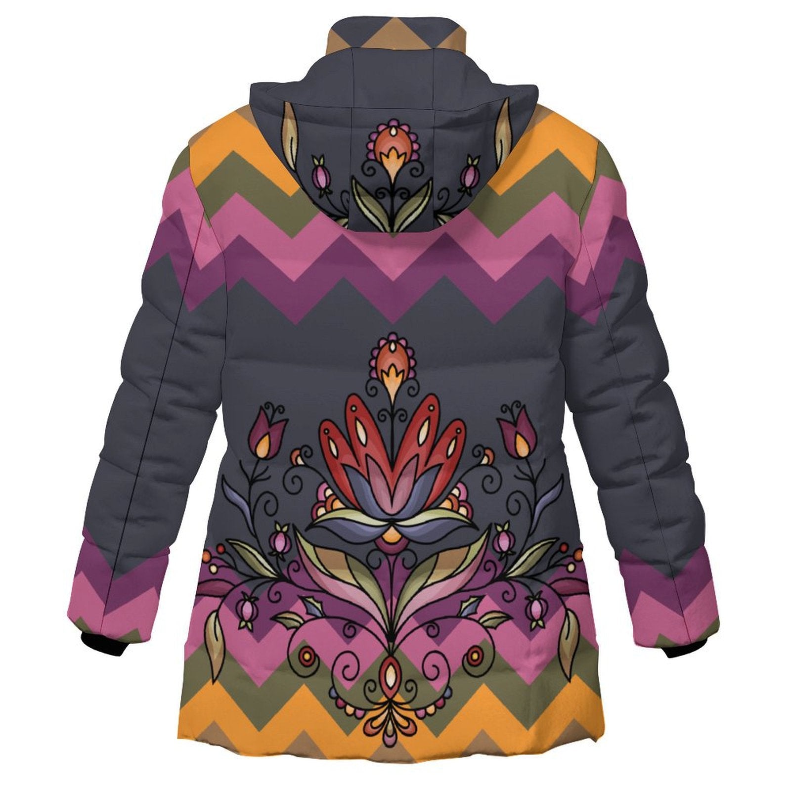 Red Willow Whispers Women's Hooded Puffer Coat