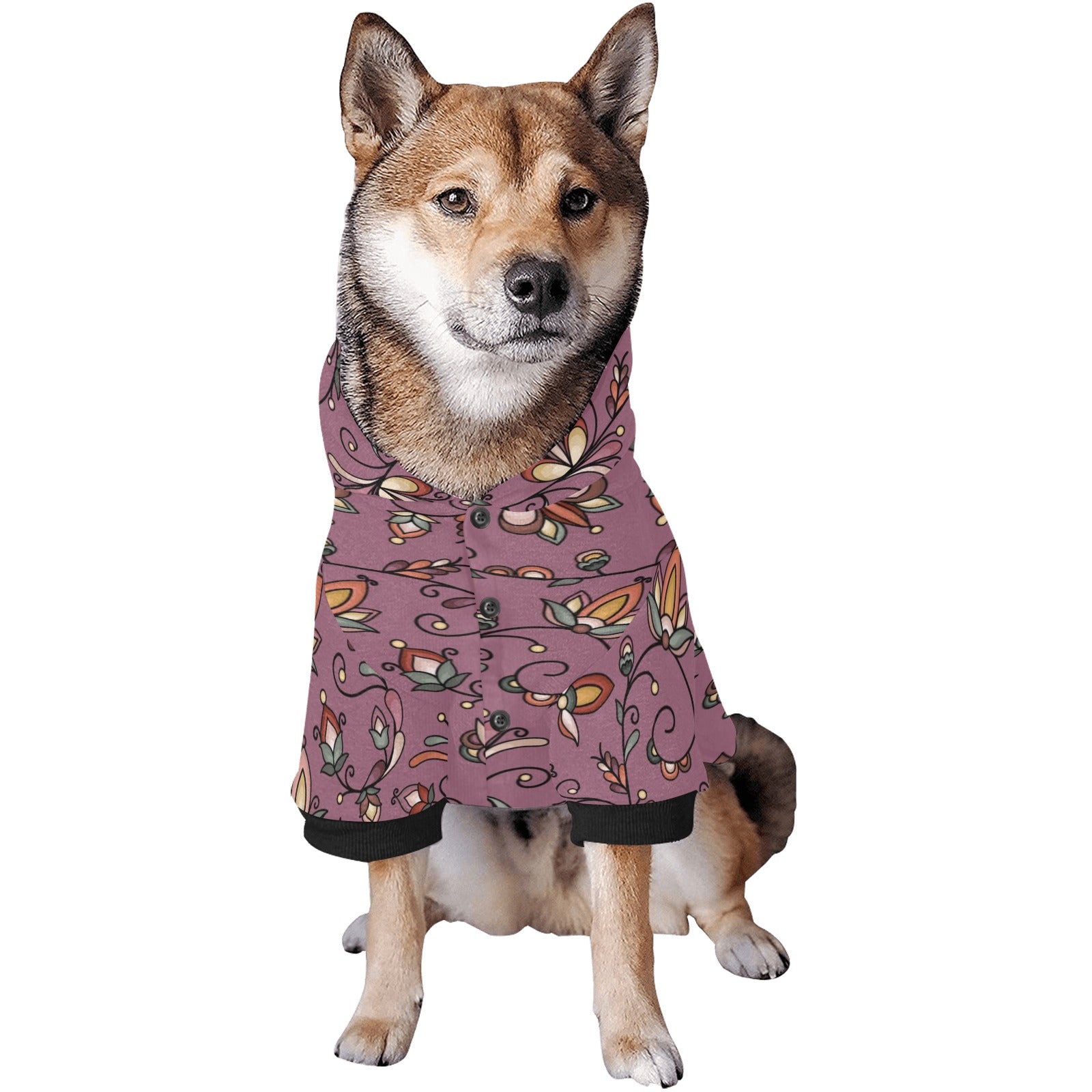 Burnt Sky Petals Magenta Pet Dog Hoodie