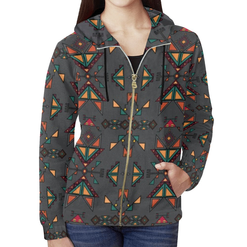 Arrow dawn Gray Full Zip Hoodie for Women