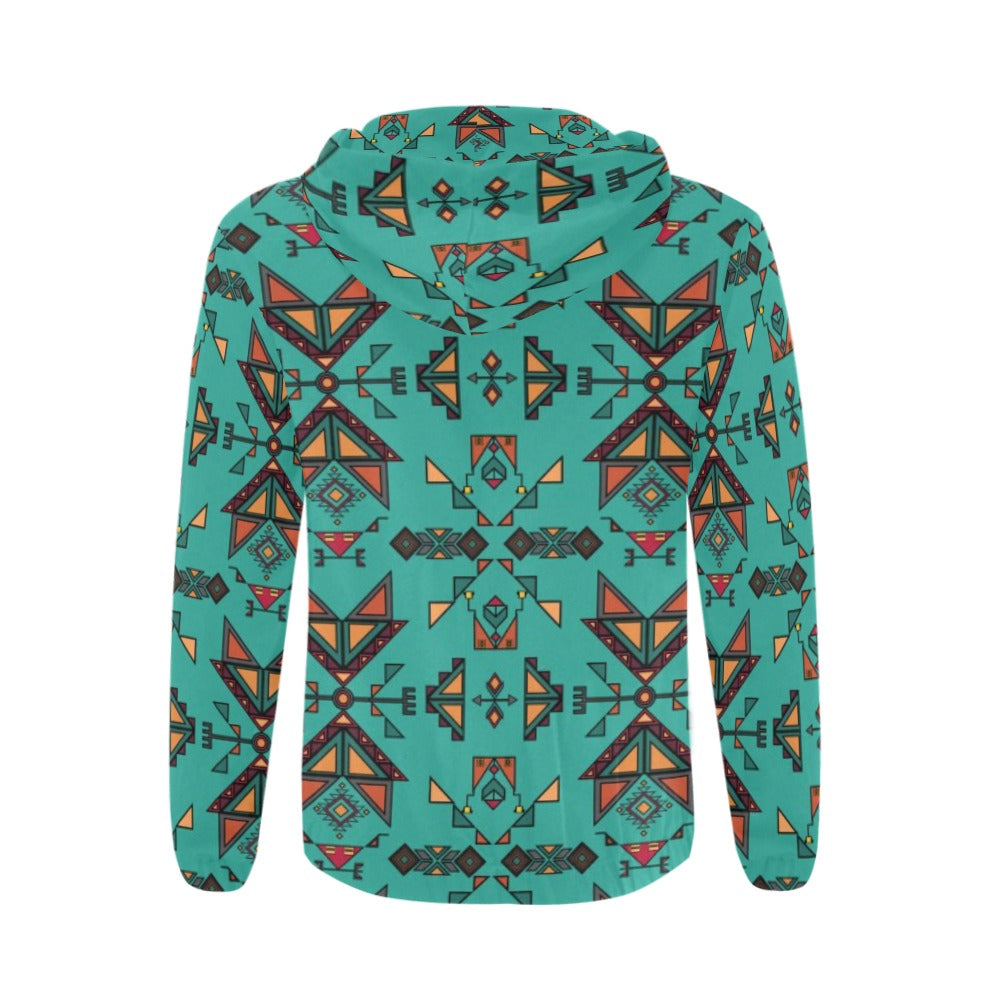 Arrow dawn Turquoise Men's Zipper Hoodie
