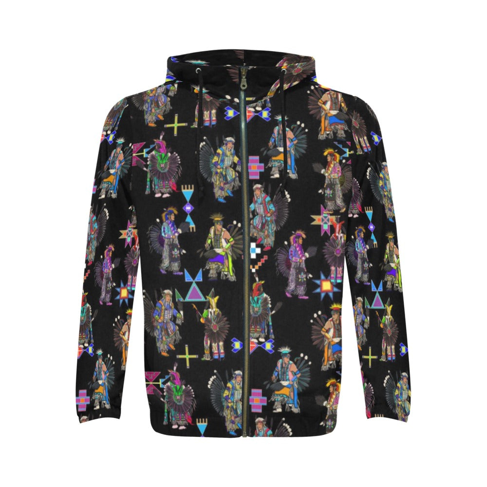 Men's Tradish Dancers Black Men's Zipper Hoodie