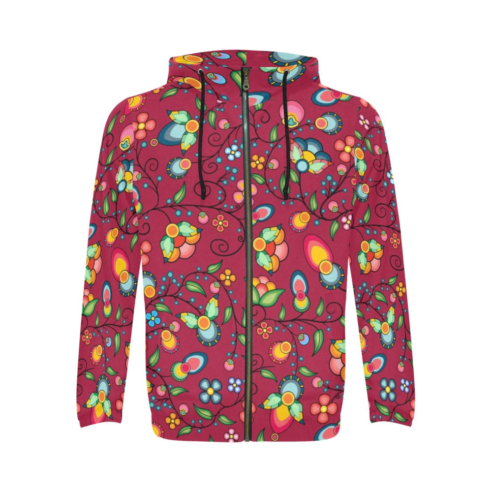 Floral Bounty Magenta Men's Zipper Hoodie