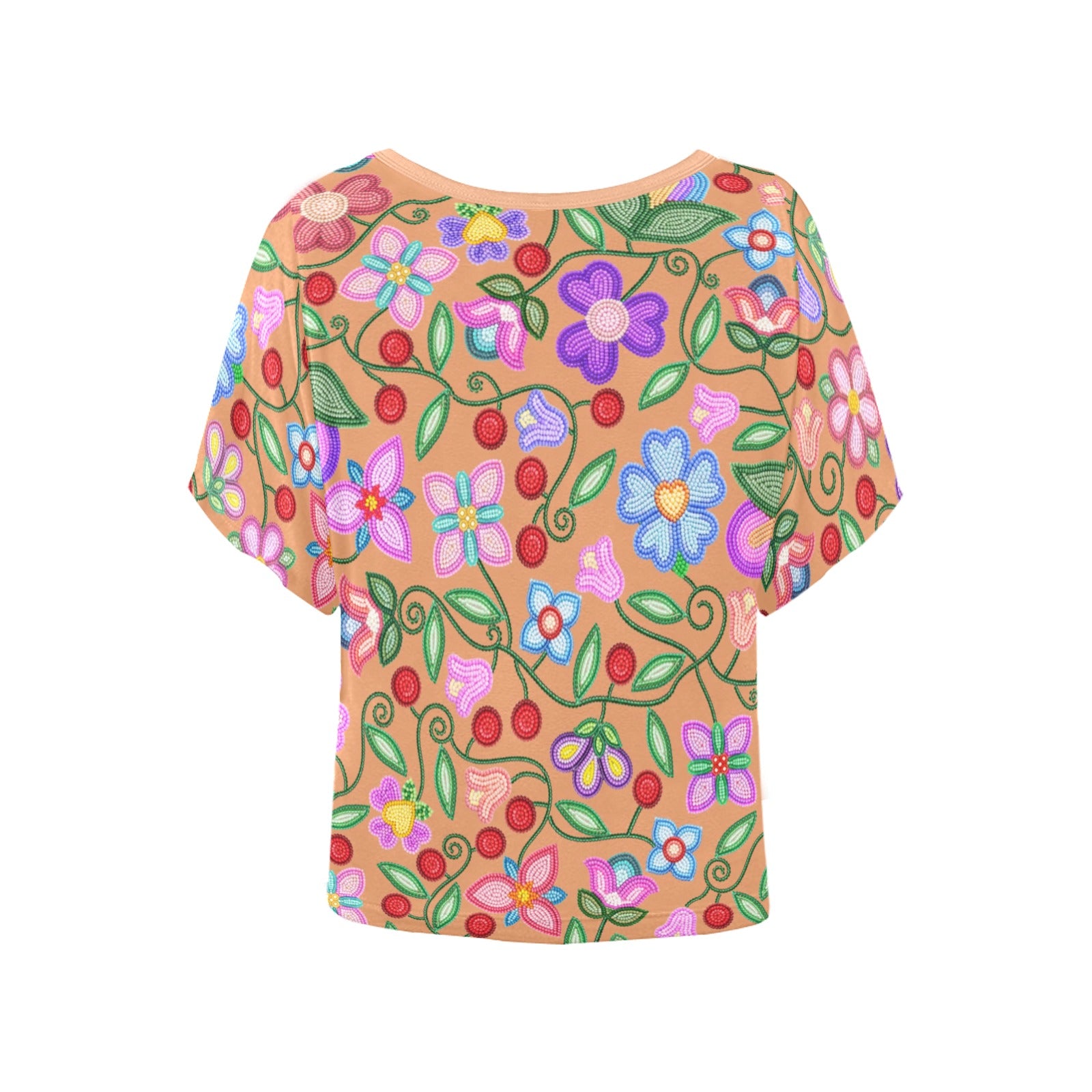 Petal Harmony Terracotta Women's Batwing-Sleeved Blouse T-shirt