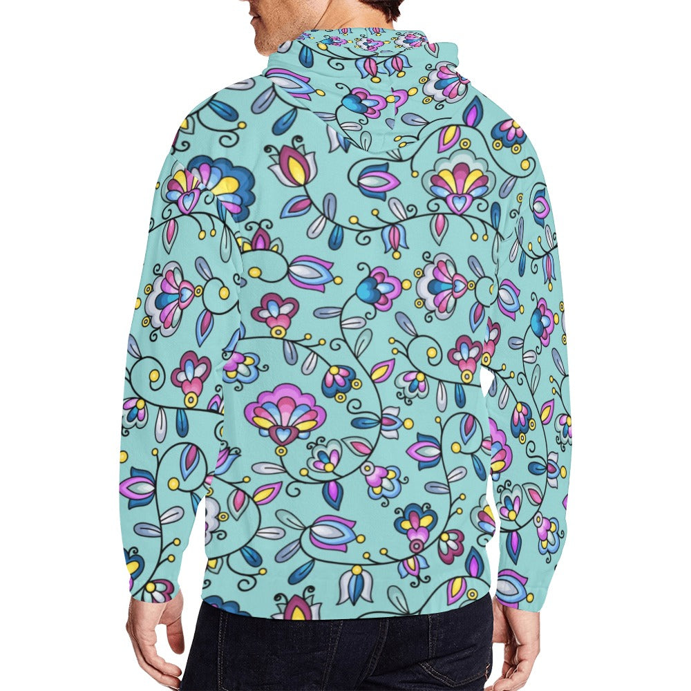 Autumn Bundle Blessing Turquoise Men's Zipper Hoodie