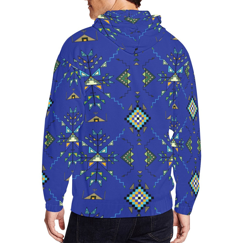 Bear Shield Dark Blue Men's Zipper Hoodie