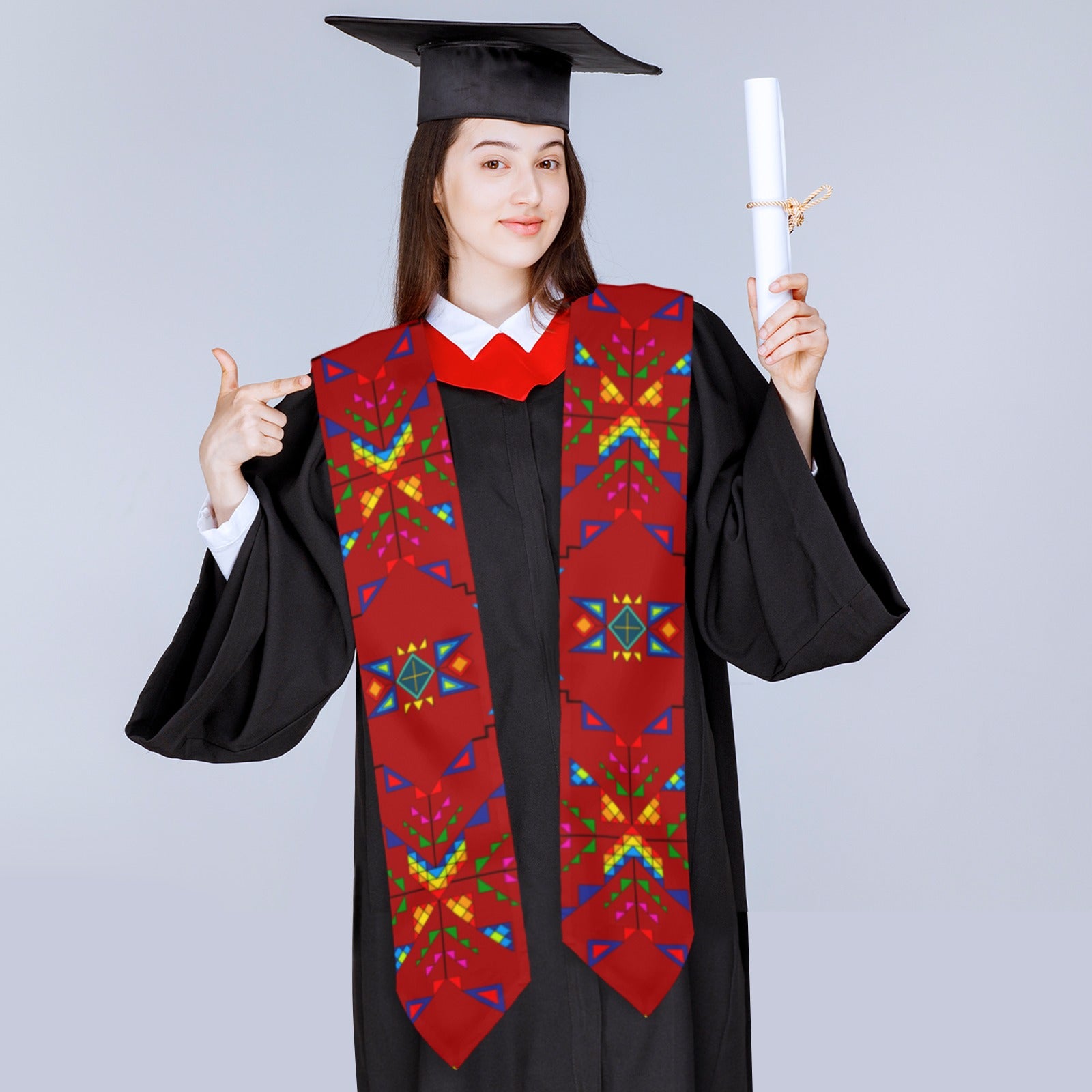 Buffalo Jump Red Graduation Stole