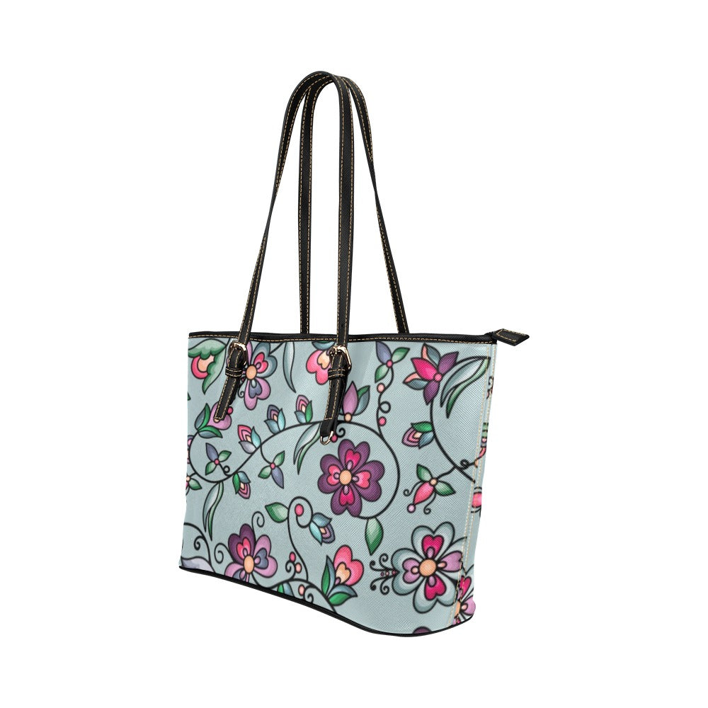 Amber Evening Garland Turquoise Leather Tote Bag/Large