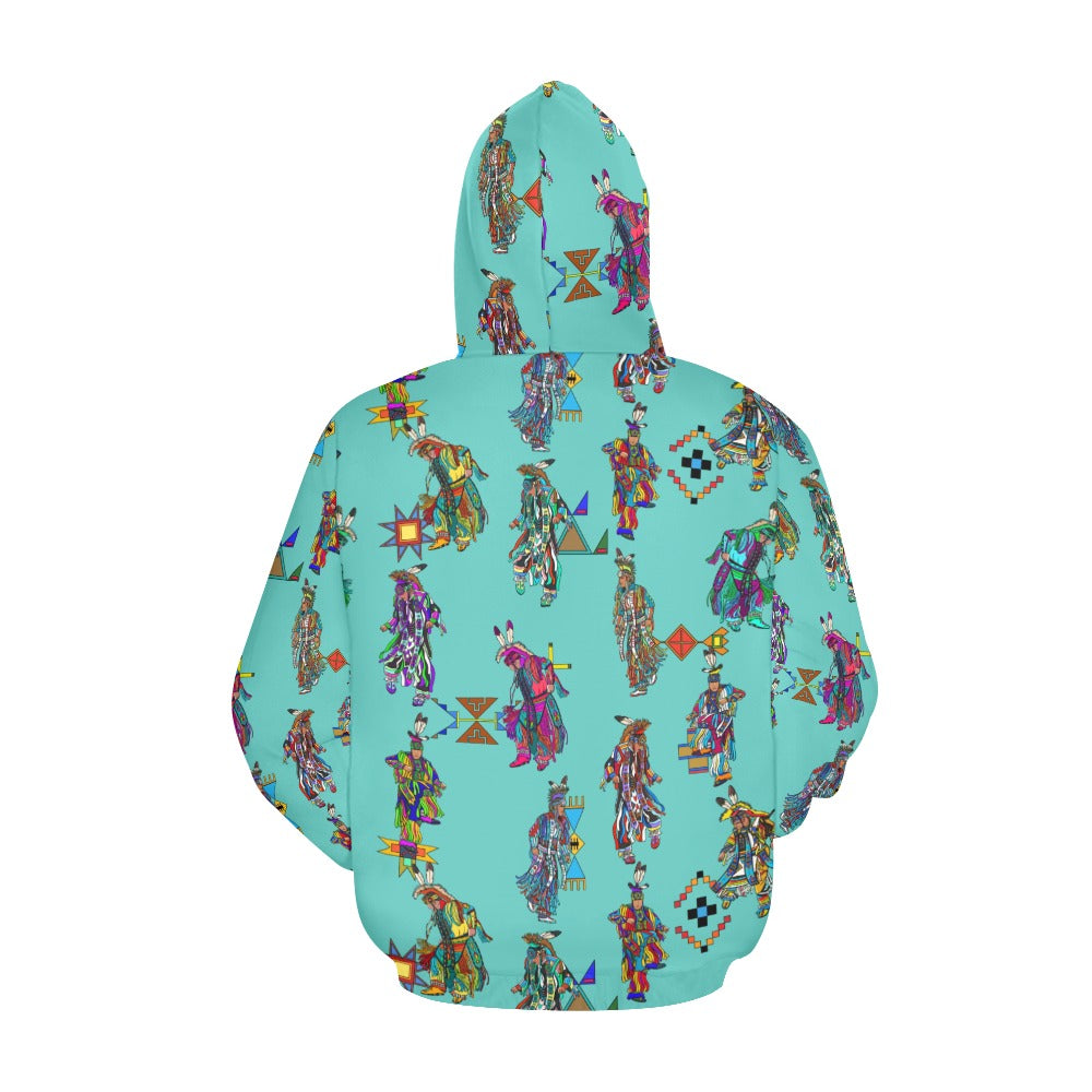 Men's Grass Dancers Eggshell Blue Hoodie for Women (USA Size)