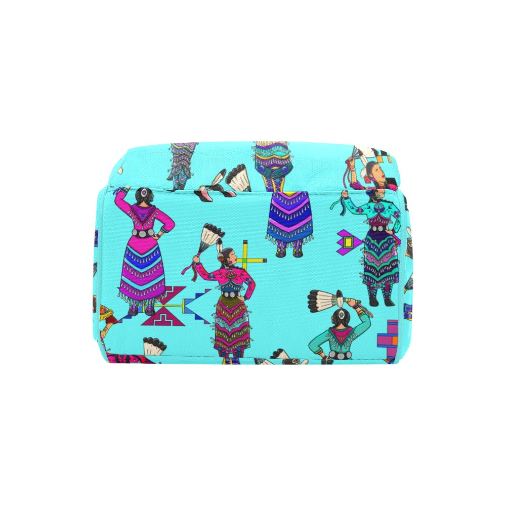 Women's Jingle Dancers Turquoise Multi-Function Diaper Backpack/Diaper Bag