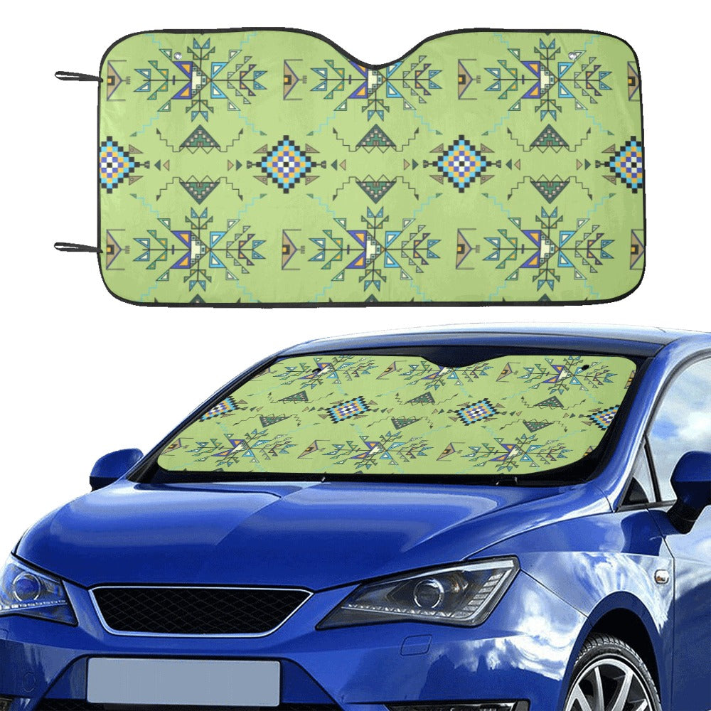 Bear Shield Green Car Sun Shade 55"x30"