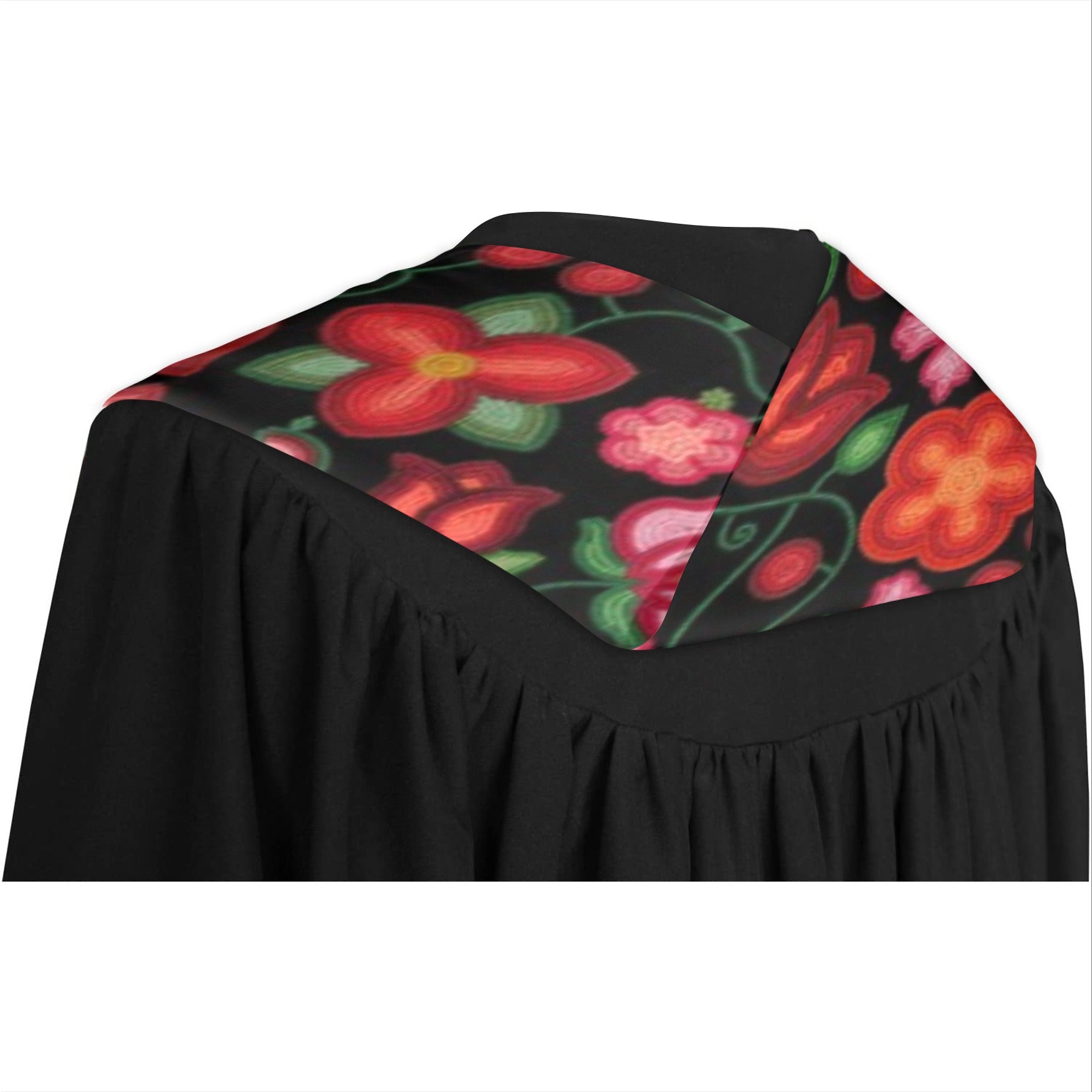 Rose Reverie Black Graduation Stole