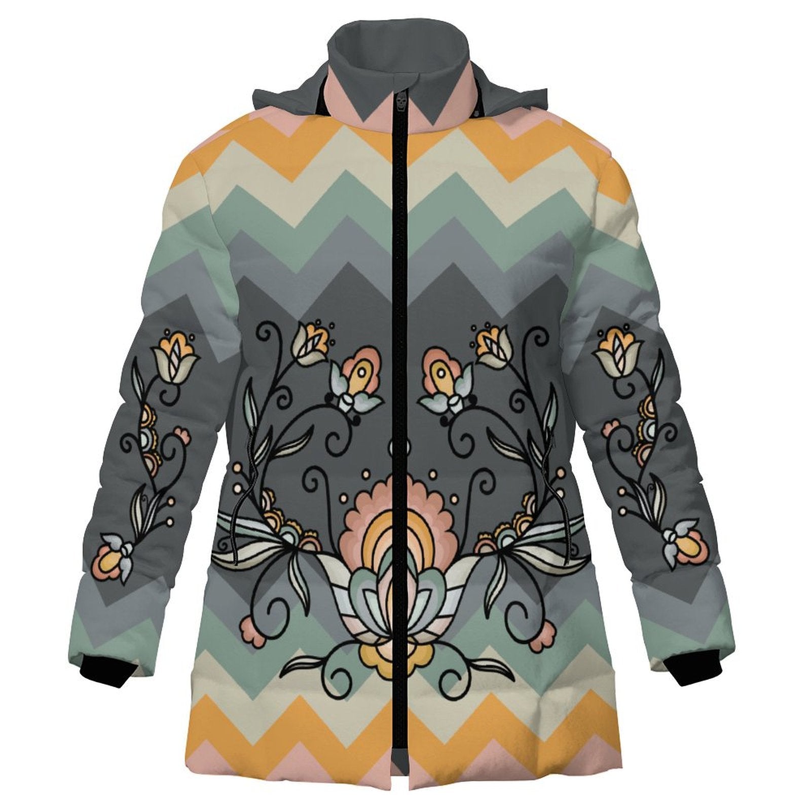 Falling Leaf Rising Bloom Women's Hooded Puffer Coat