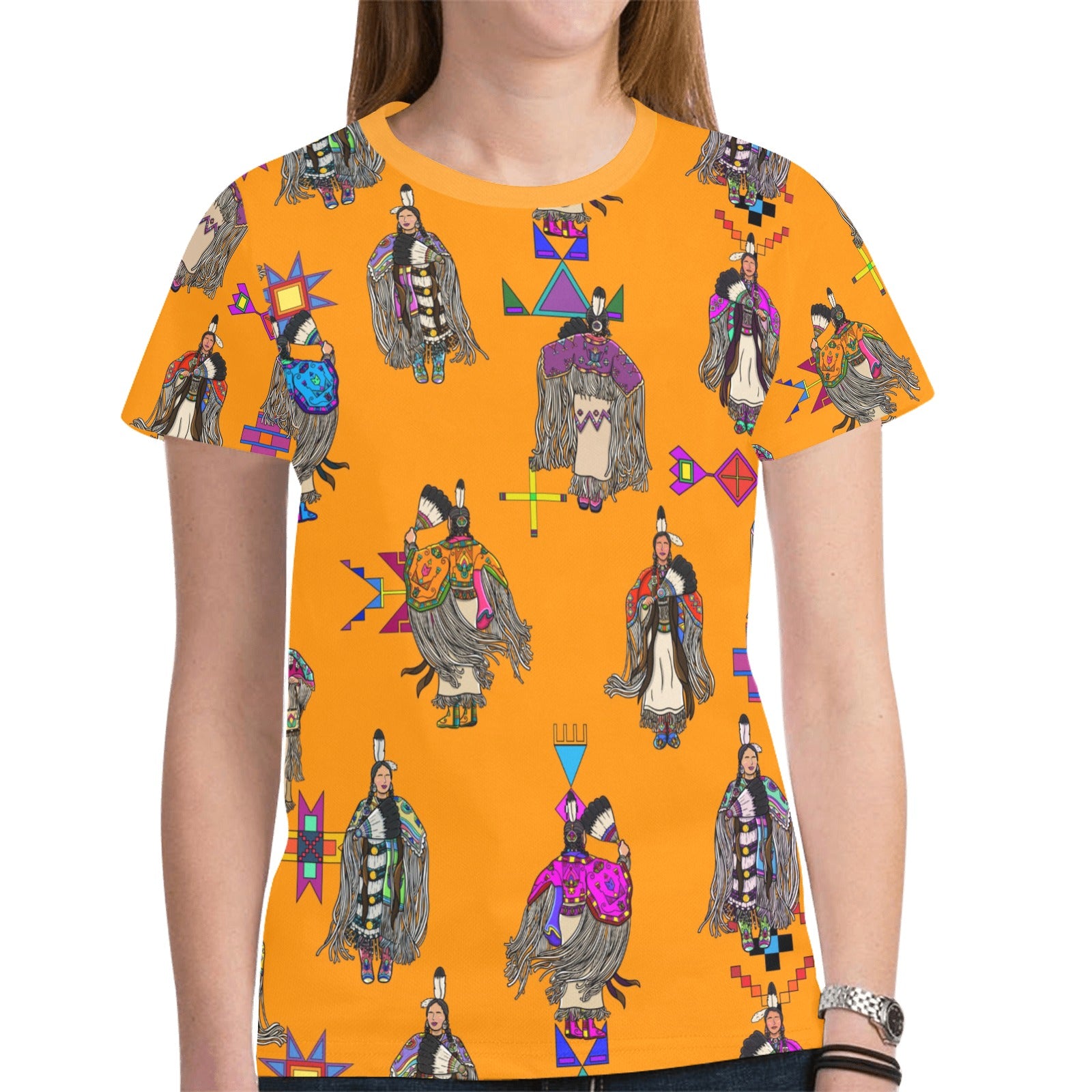 Women's Tradish Dancers Orange New All Over Print T-shirt for Women (Model T45)