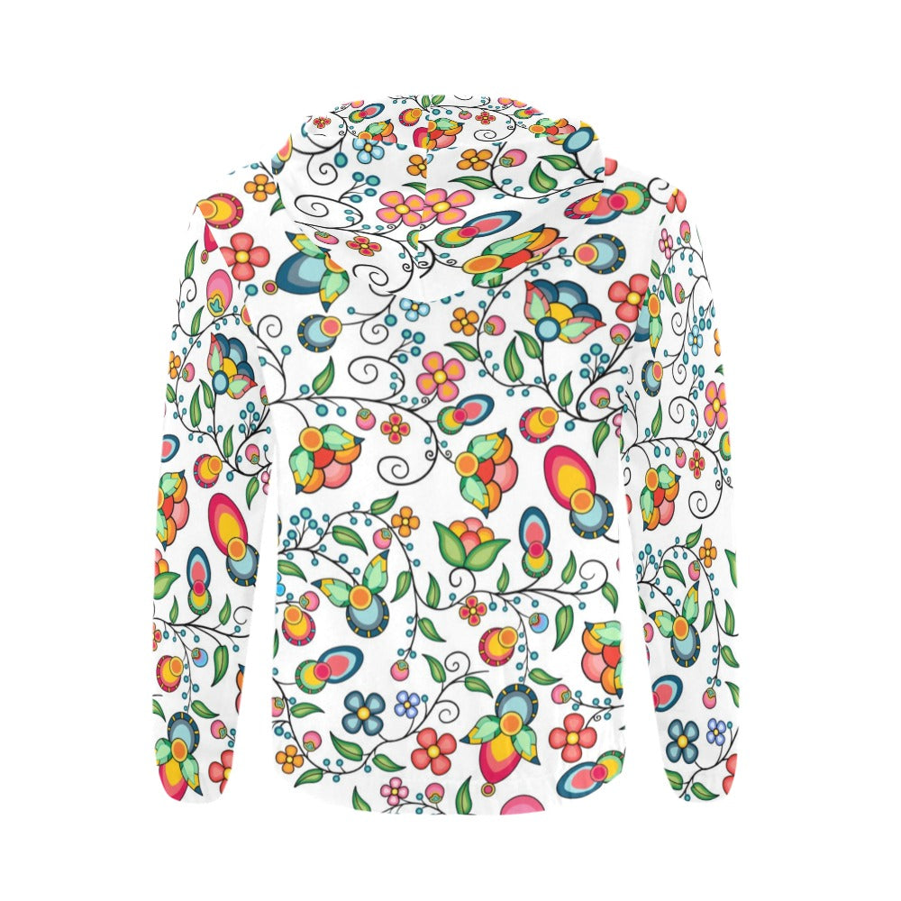 Floral Bounty White Men's Zipper Hoodie
