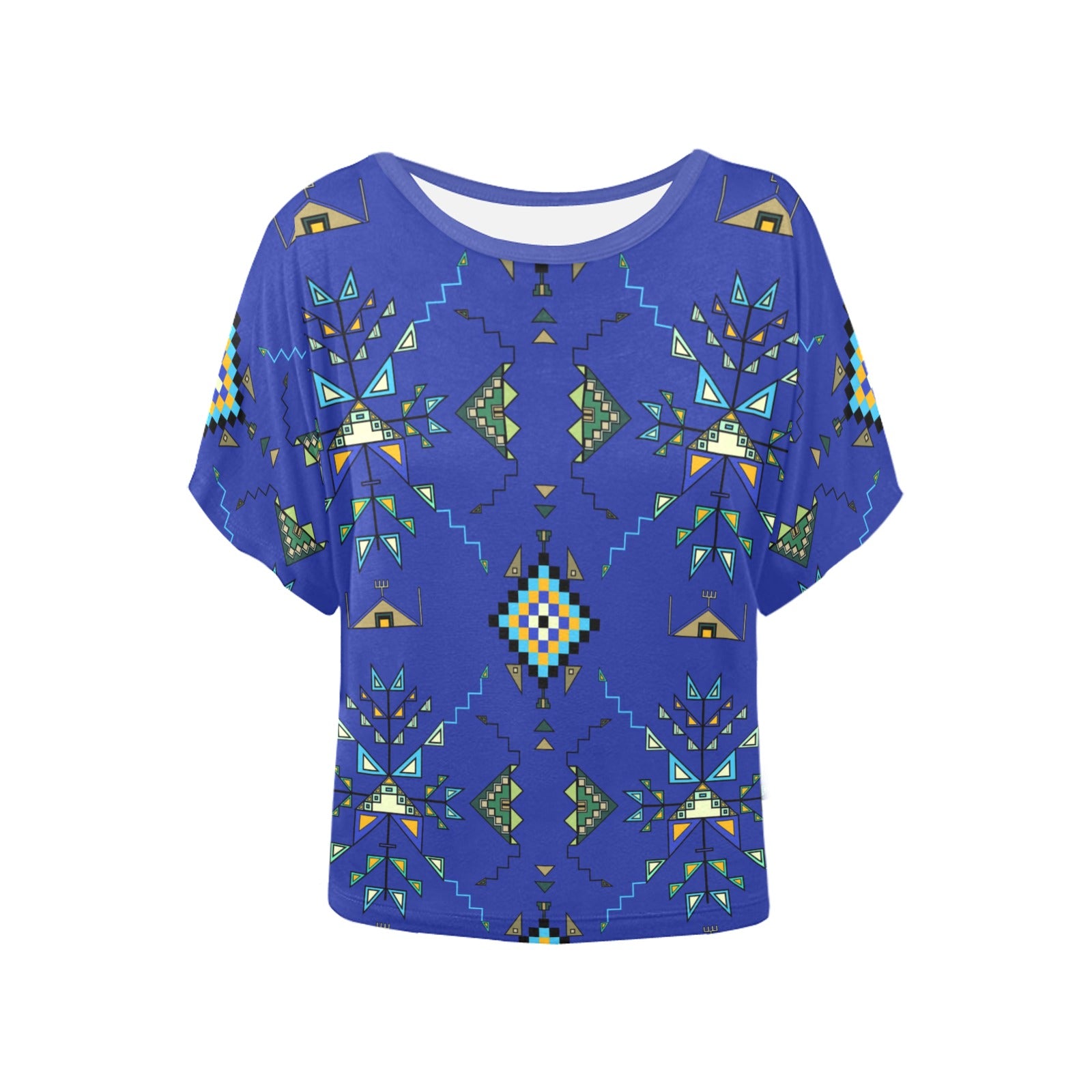 Bear Shield Dark Blue Women's Batwing-Sleeved Blouse T shirt