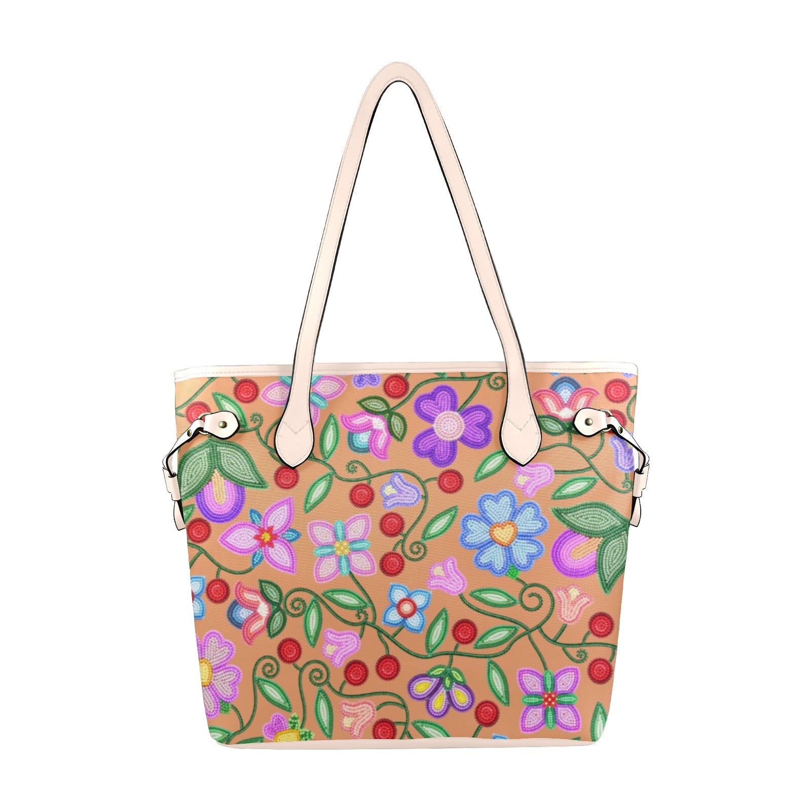 Petal Harmony Terracotta Clover Canvas Tote Bag