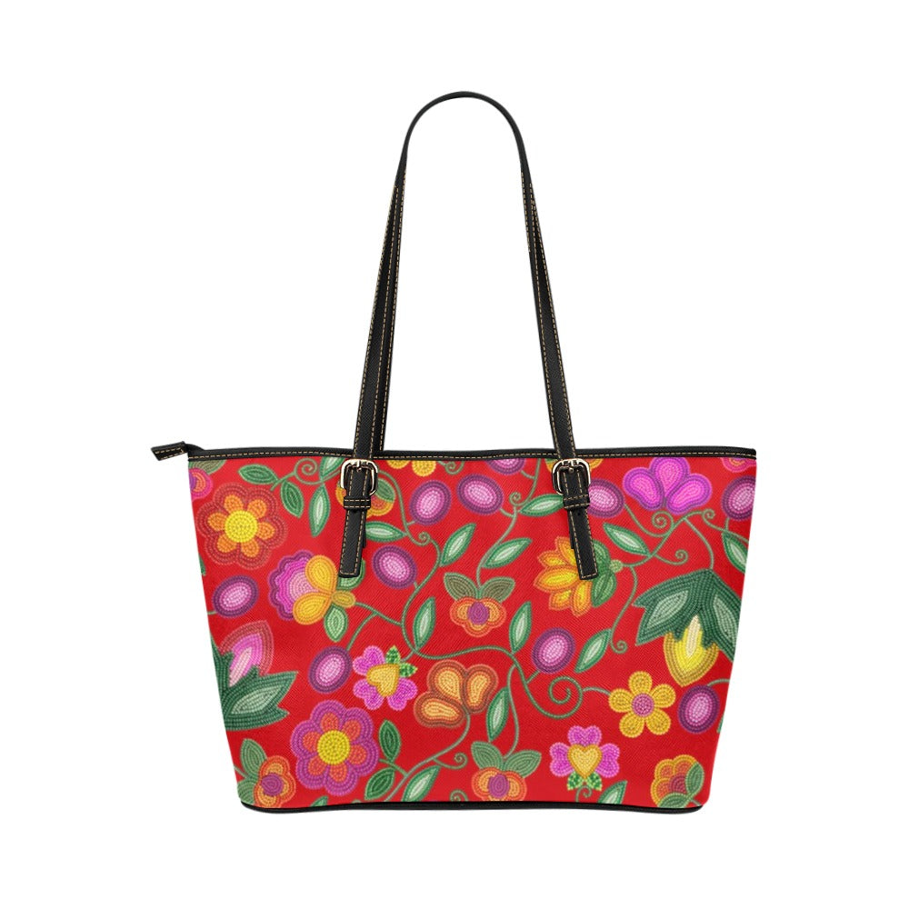 Boreal Bounty Red Leather Tote Bag/Large
