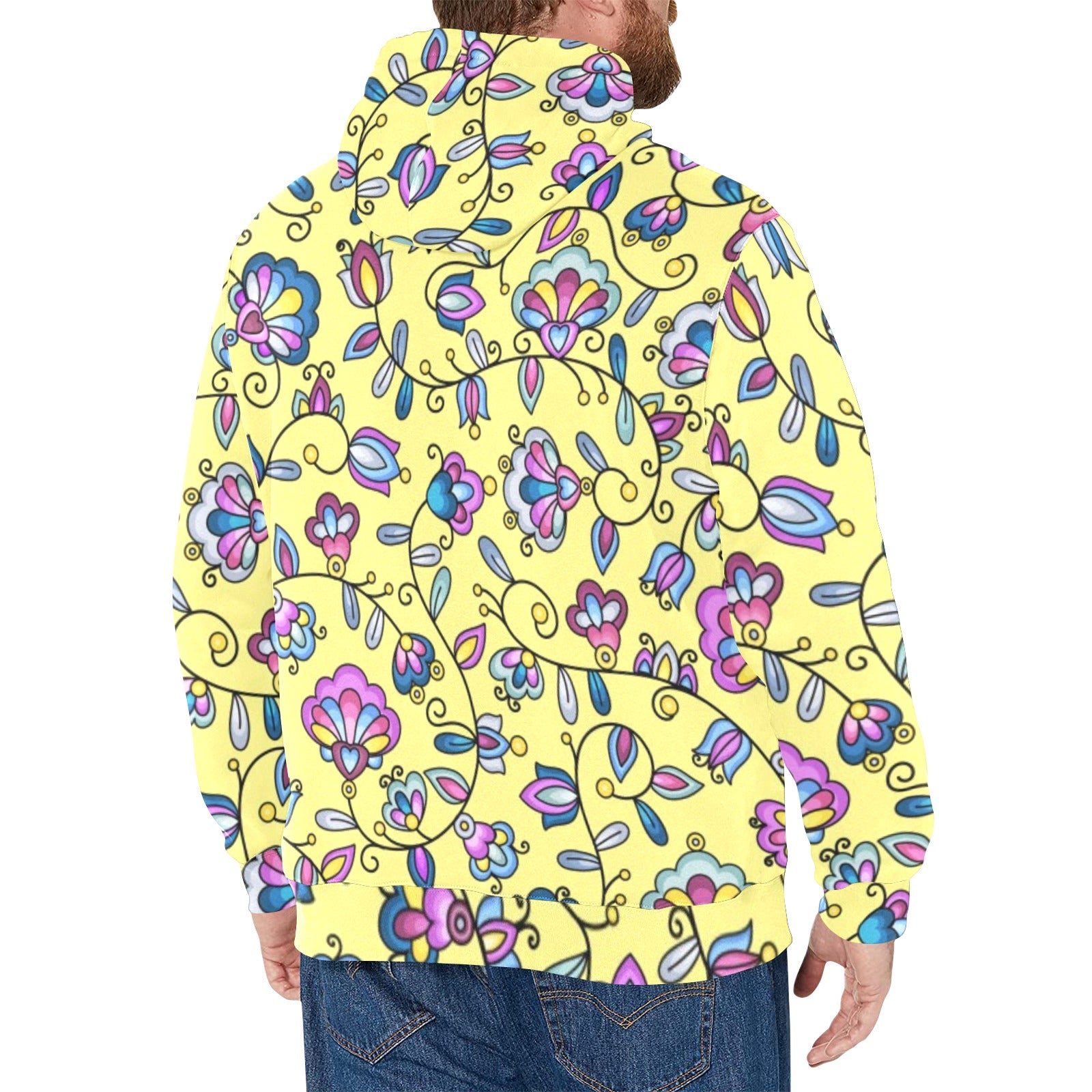 Autumn Bundle Blessing Yellow Men's Long Sleeve Fleece Hoodie