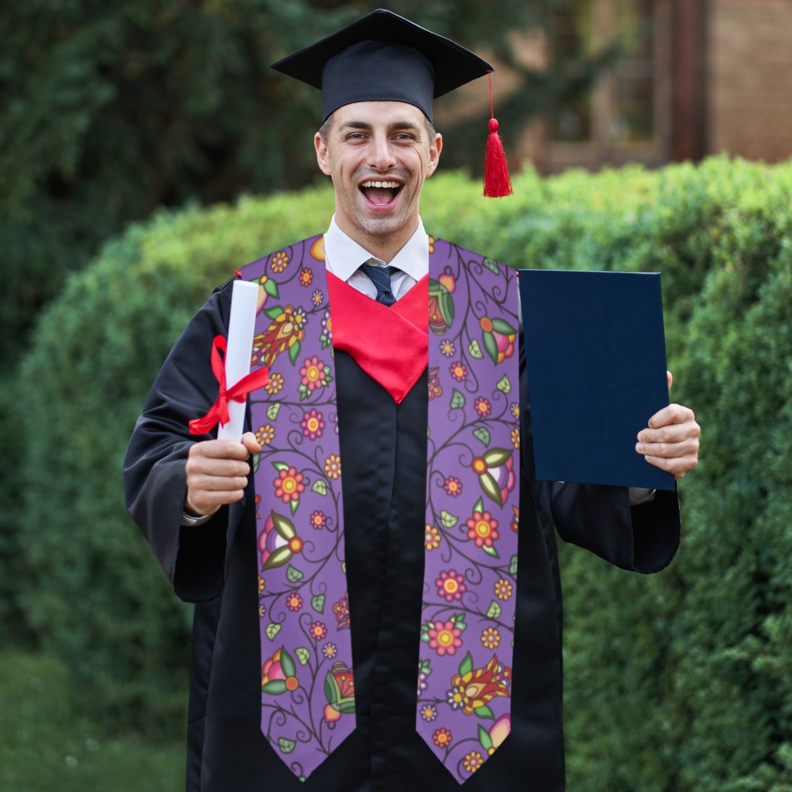 Heartbeat Petals Purple Graduation Stole