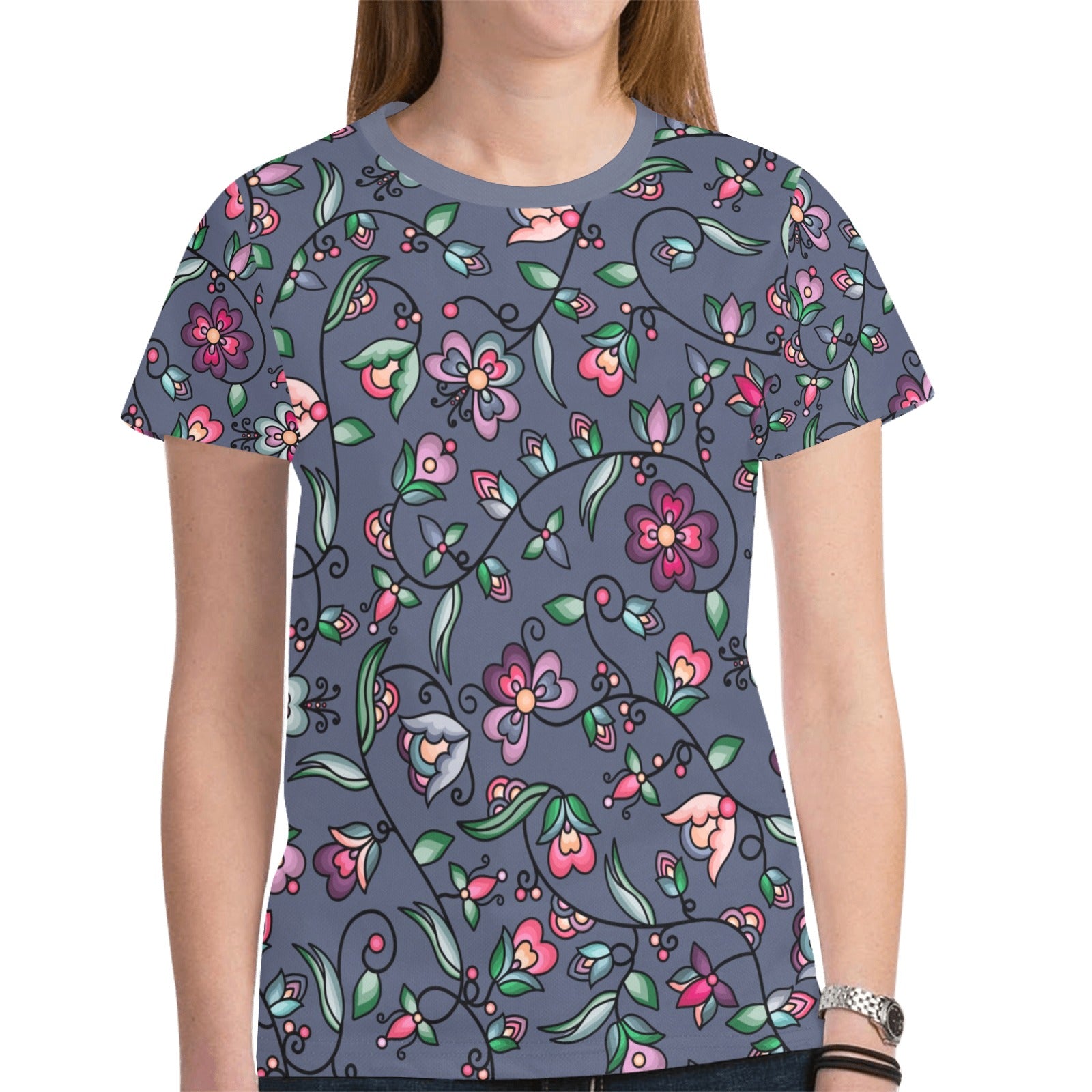 Amber Evening Garland Blue T-shirt for Women