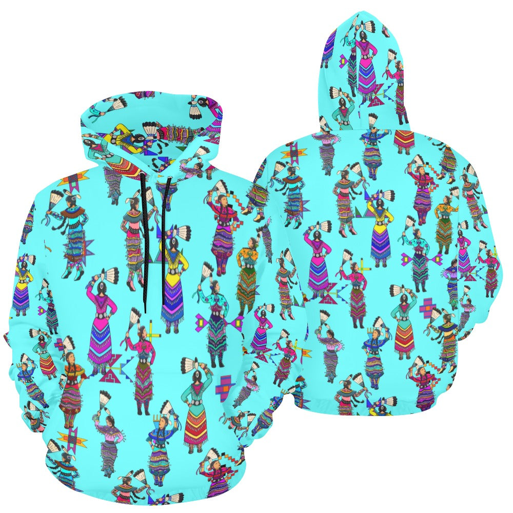 Women's Jingle Dancers Turquoise Hoodie for Women (USA Size)