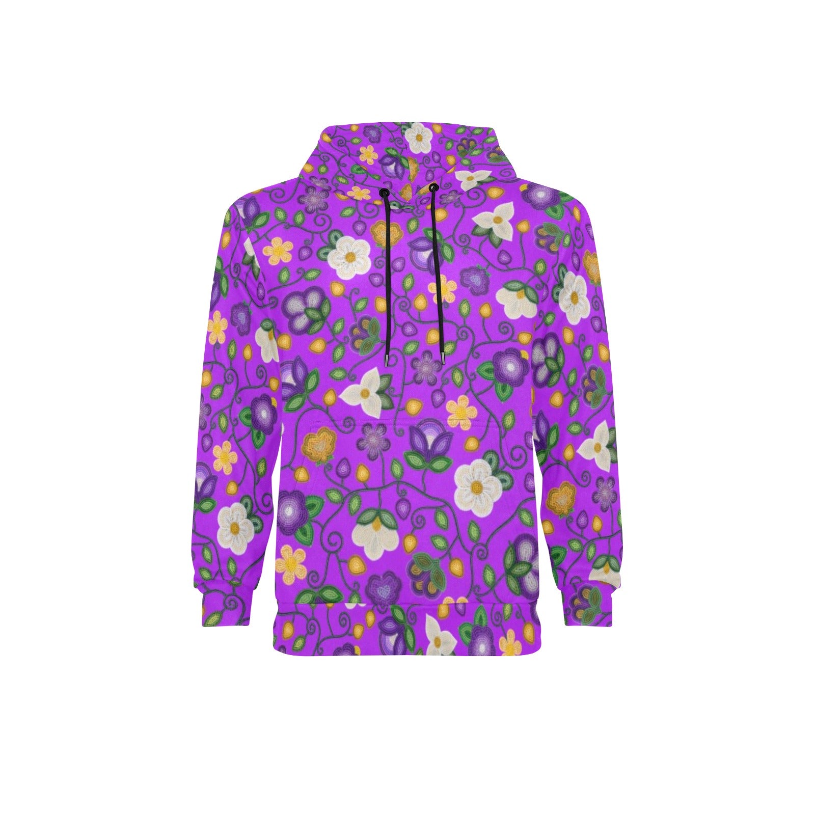 Midnight Moss Bloom Purple Men's Long Sleeve Fleece Hoodie