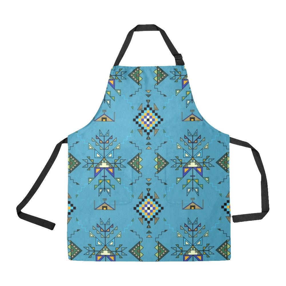 Bear Shield Blue Apron