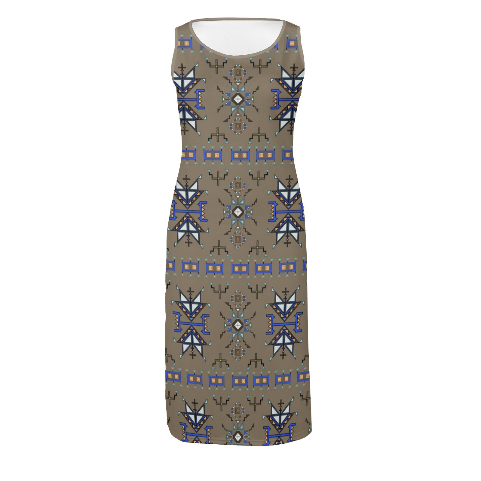 Eagle Strike Brown Phaedra Sleeveless Open Fork Long Dress