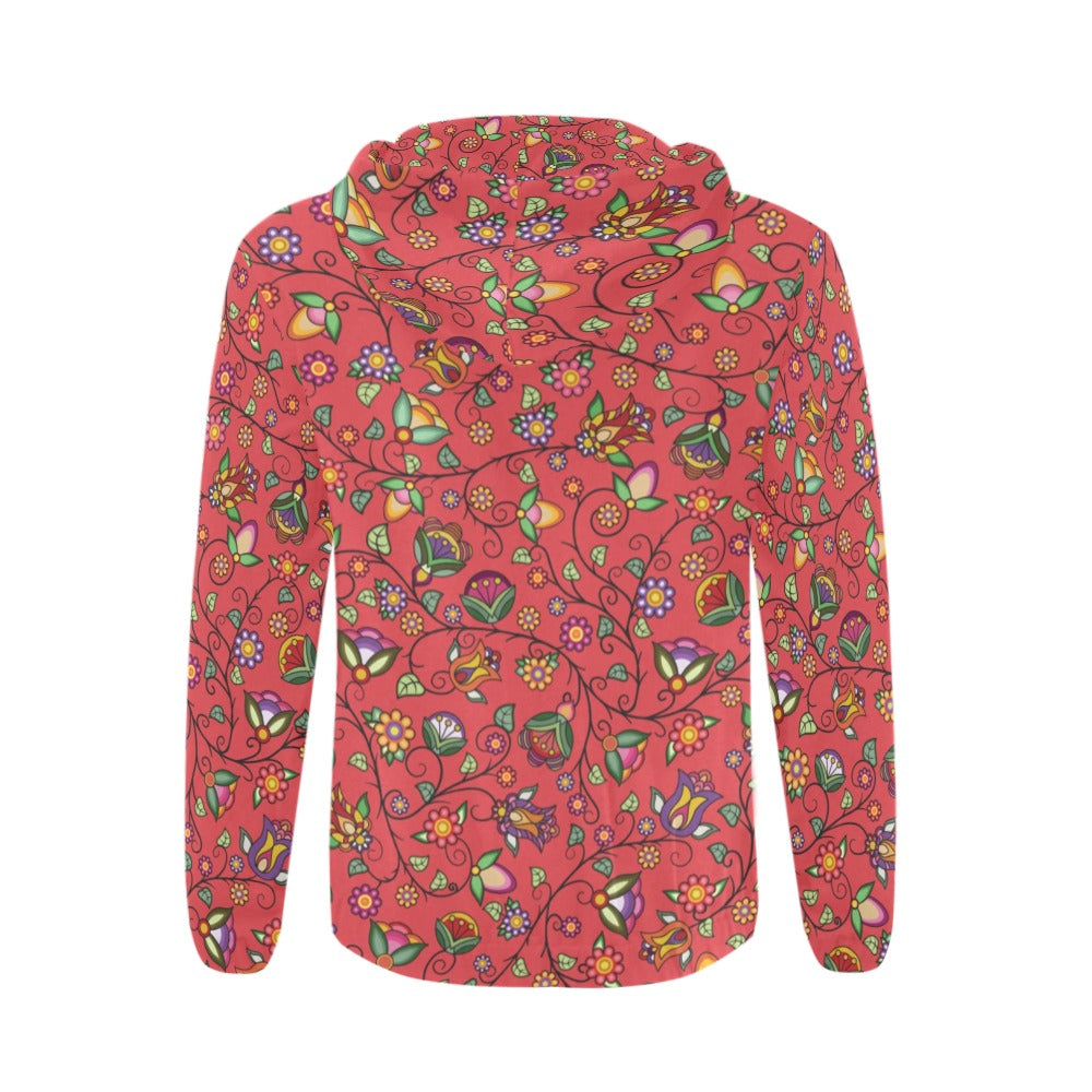 Heartbeat Petals Red Men's Zipper Hoodie