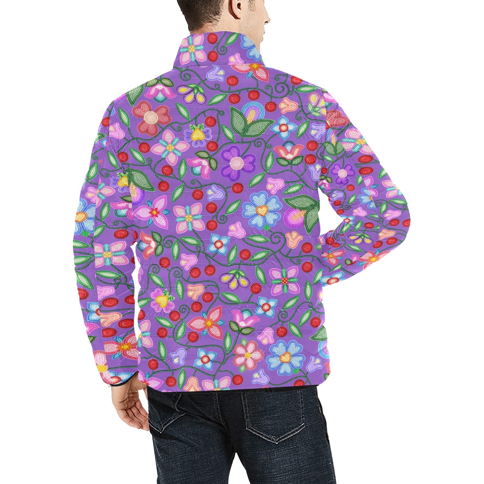 Petal Harmony Lavender Men's Padded Jacket