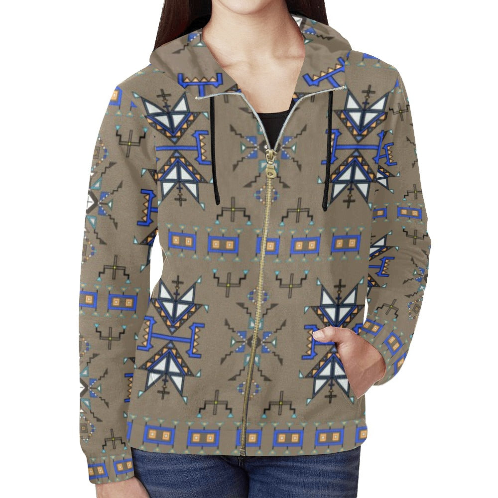 Eagle Strike Brown Full Zip Hoodie for Women