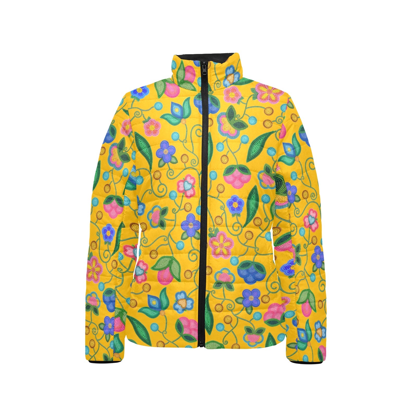 Skyberry Serenade Yellow Women's Stand Collar Padded Jacket