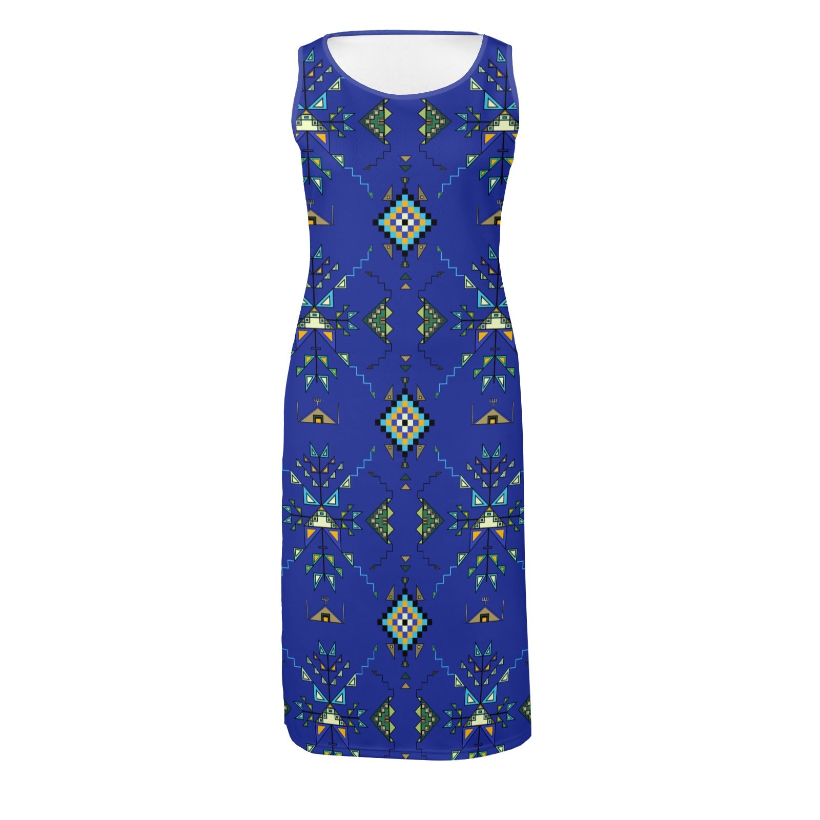 Bear Shield Dark Blue Phaedra Sleeveless Open Fork Long Dress