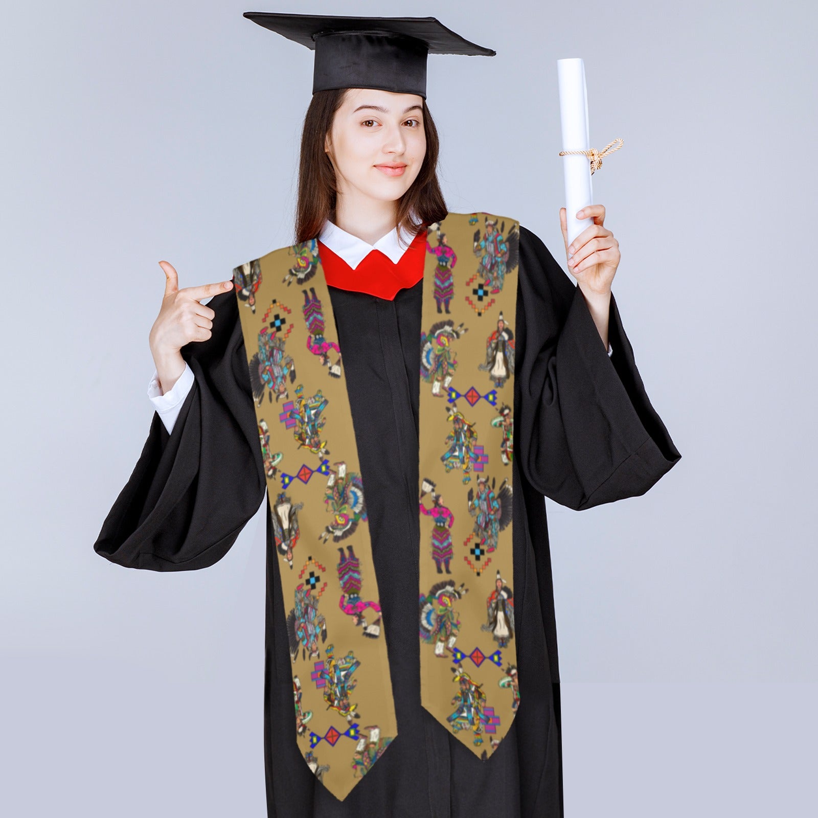 Grand Entry Dancers Earth Graduation Stole