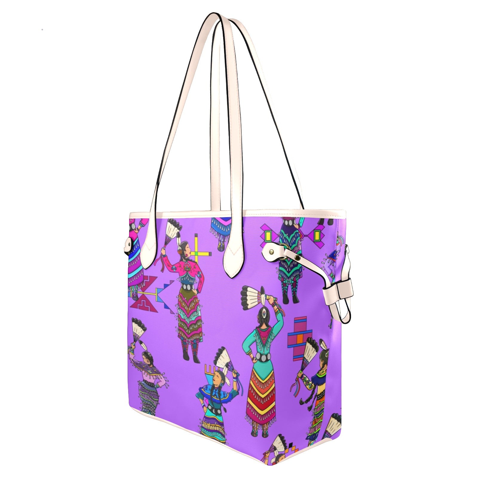 Women's Jingle Dancers Purple Clover Canvas Tote Bag