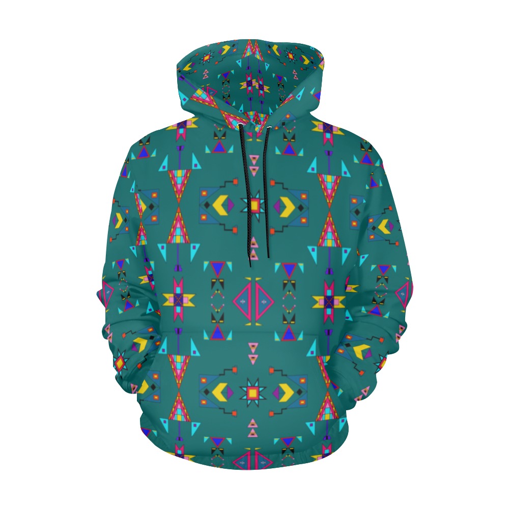 Enemy Territory Teal Hoodie for Men (USA Size)