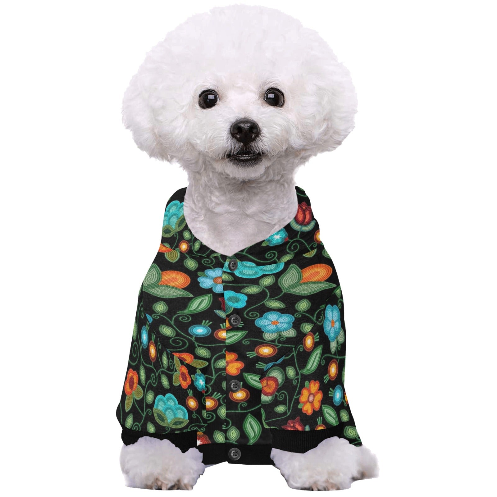 Prairie Fire Petals Black Pet Dog Hoodie