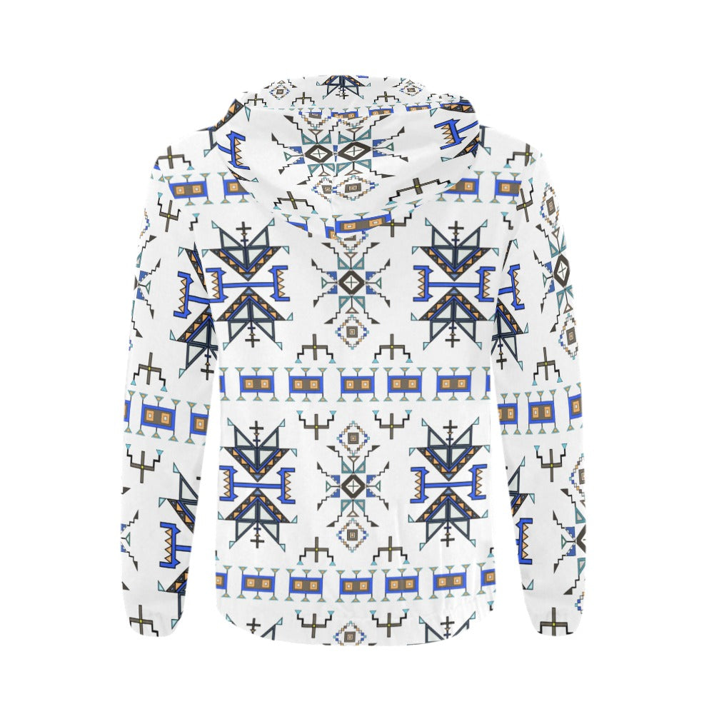 Eagle Strike White Men's Zipper Hoodie