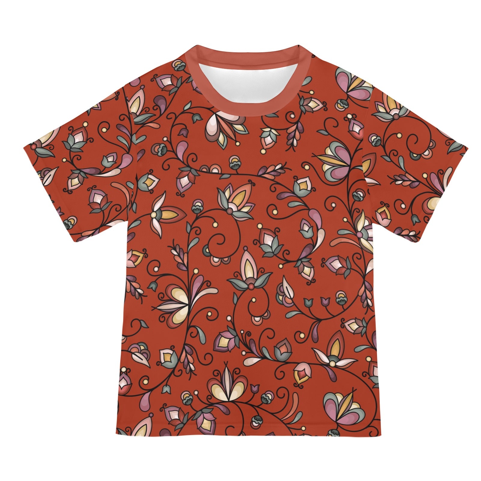 Burnt Sky Petals Red T-shirt for Women
