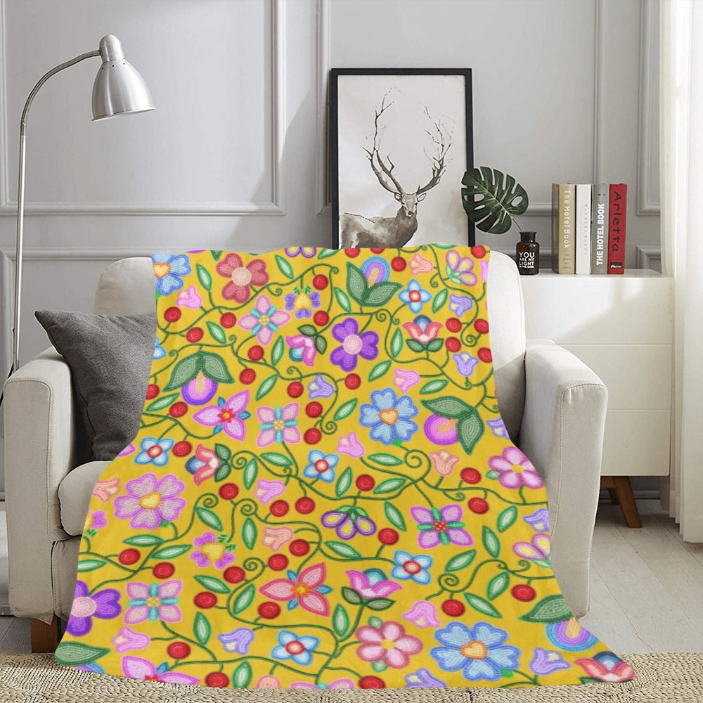 Petal Harmony Ochre Ultra-Soft Micro Fleece Blanket 60"x80"