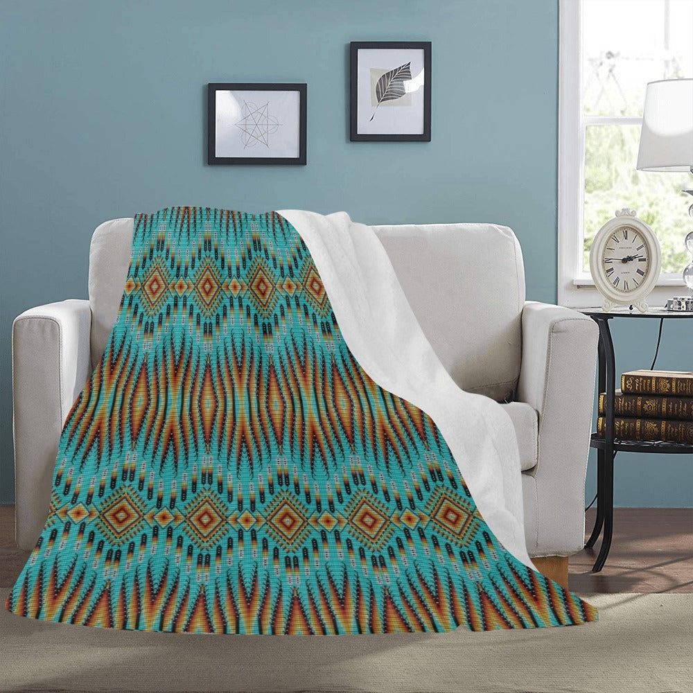 Fire Feather Turquoise Ultra-Soft Micro Fleece Blanket 60"x80"