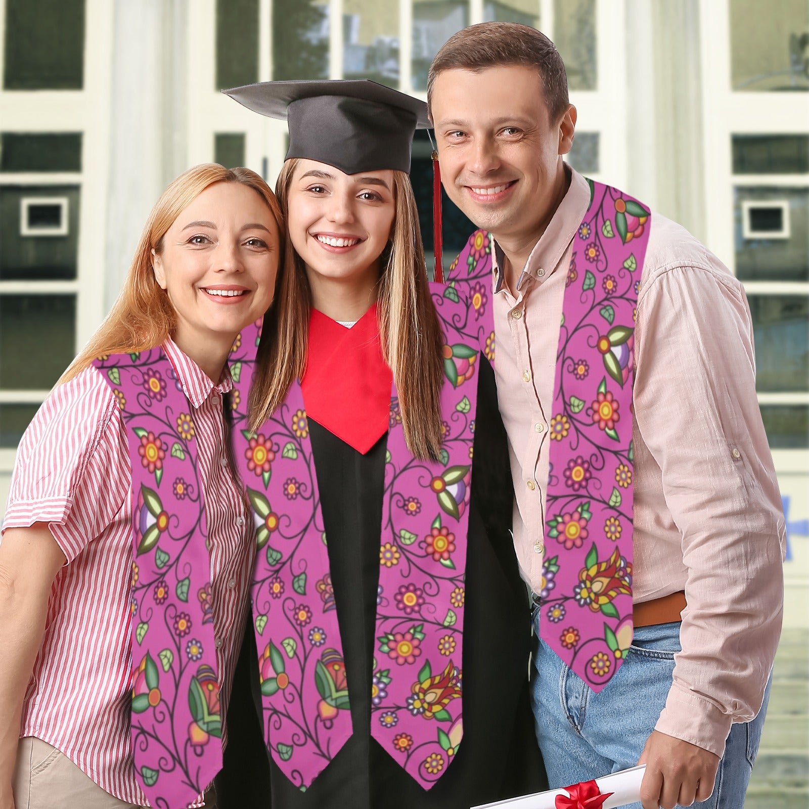 Heartbeat Petals Pink Graduation Stole
