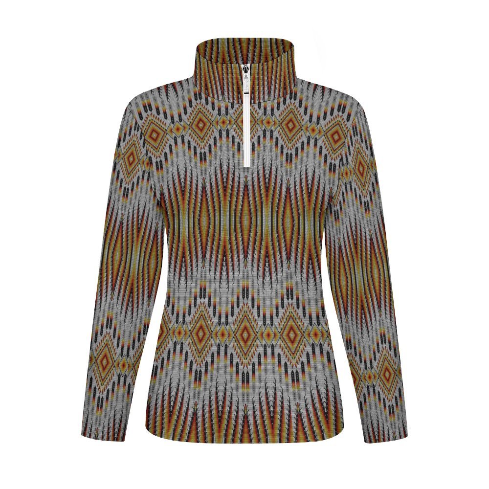 Fire Feather White Long Sleeve Yoga Shirt