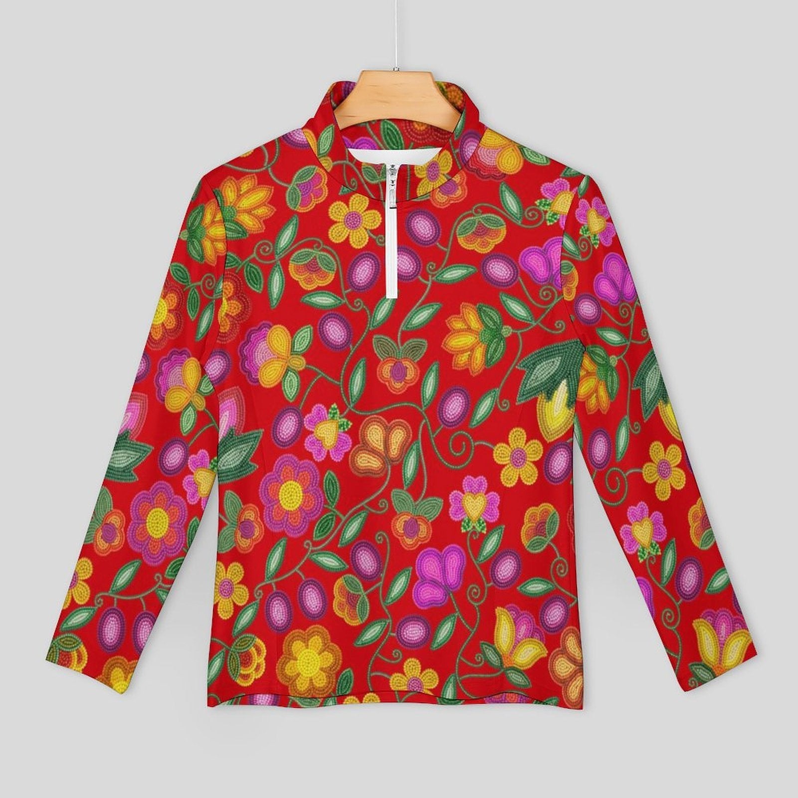 Boreal Bounty Red Long Sleeve Yoga Shirt