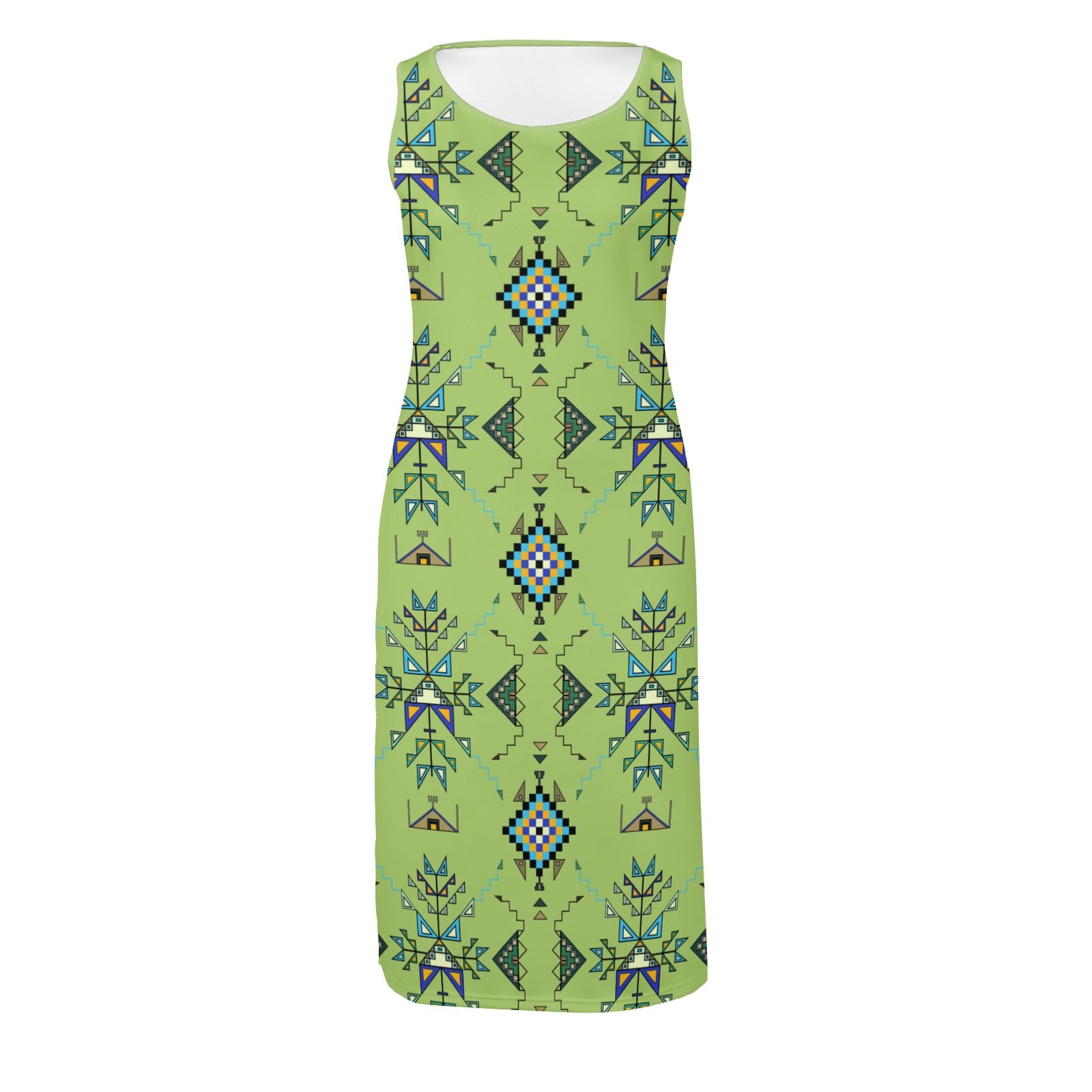Bear Shield Green Phaedra Sleeveless Open Fork Long Dress