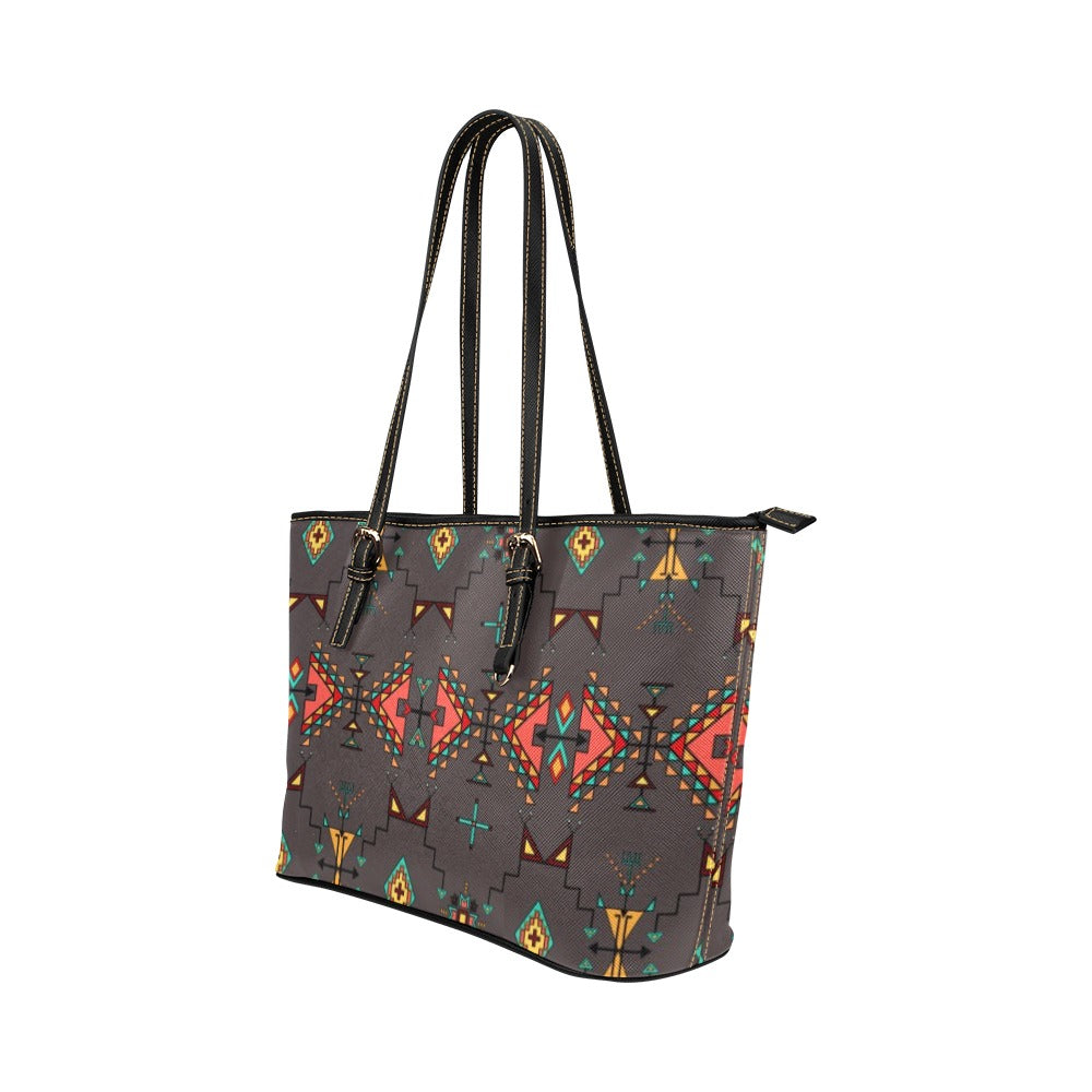 Thunder Flight Gray Leather Tote Bag/Large