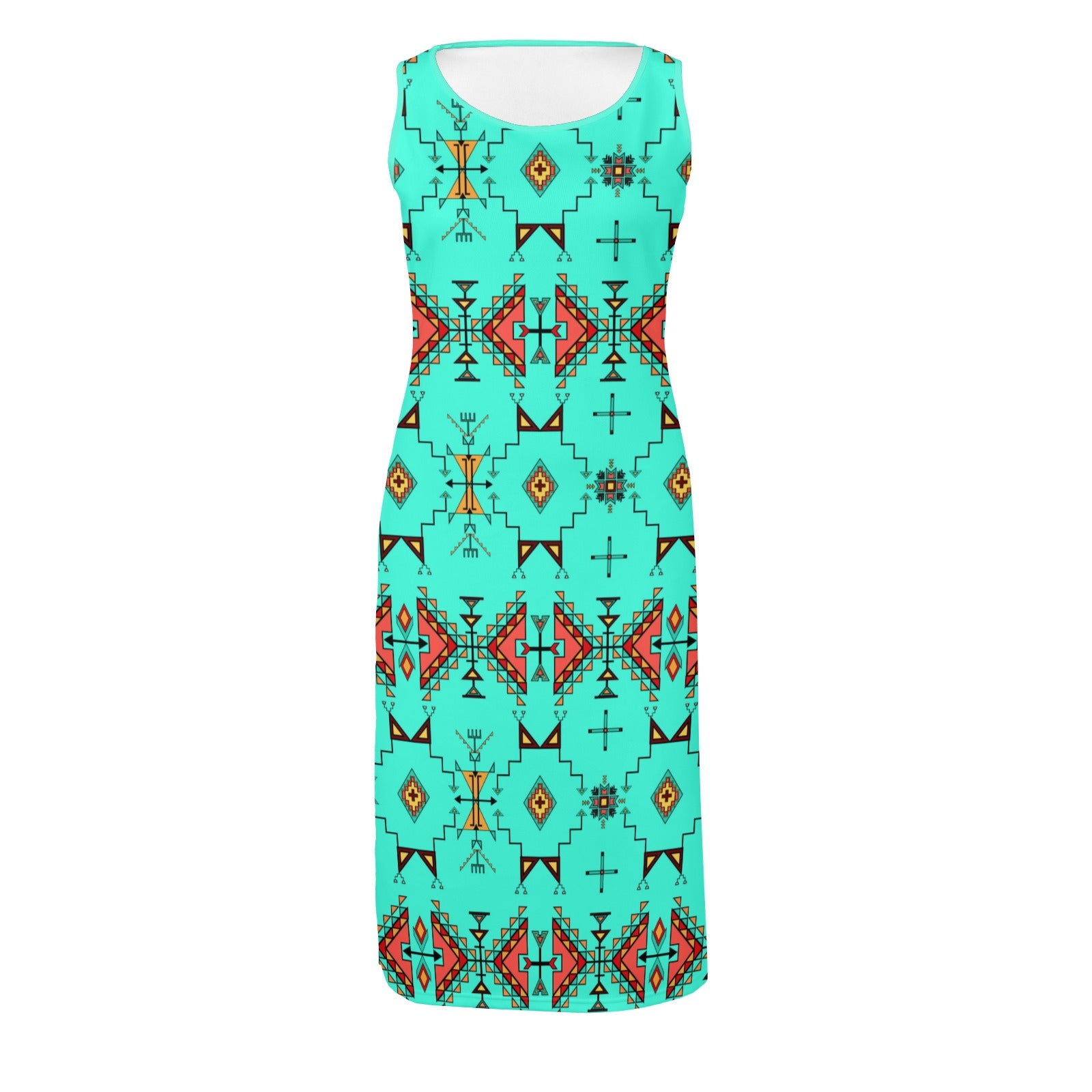 Thunder Flight Turquoise Phaedra Sleeveless Open Fork Long Dress