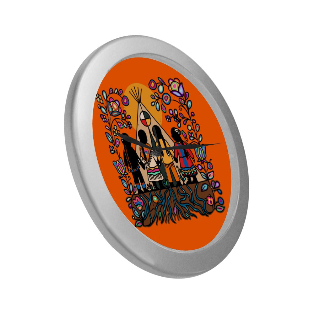 Rooted in Culture Silver Color Wall Clock